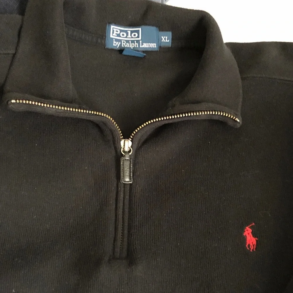 Polo by Ralph Lauren Black Quarter-Zip Sweater with Red Pony Logo
